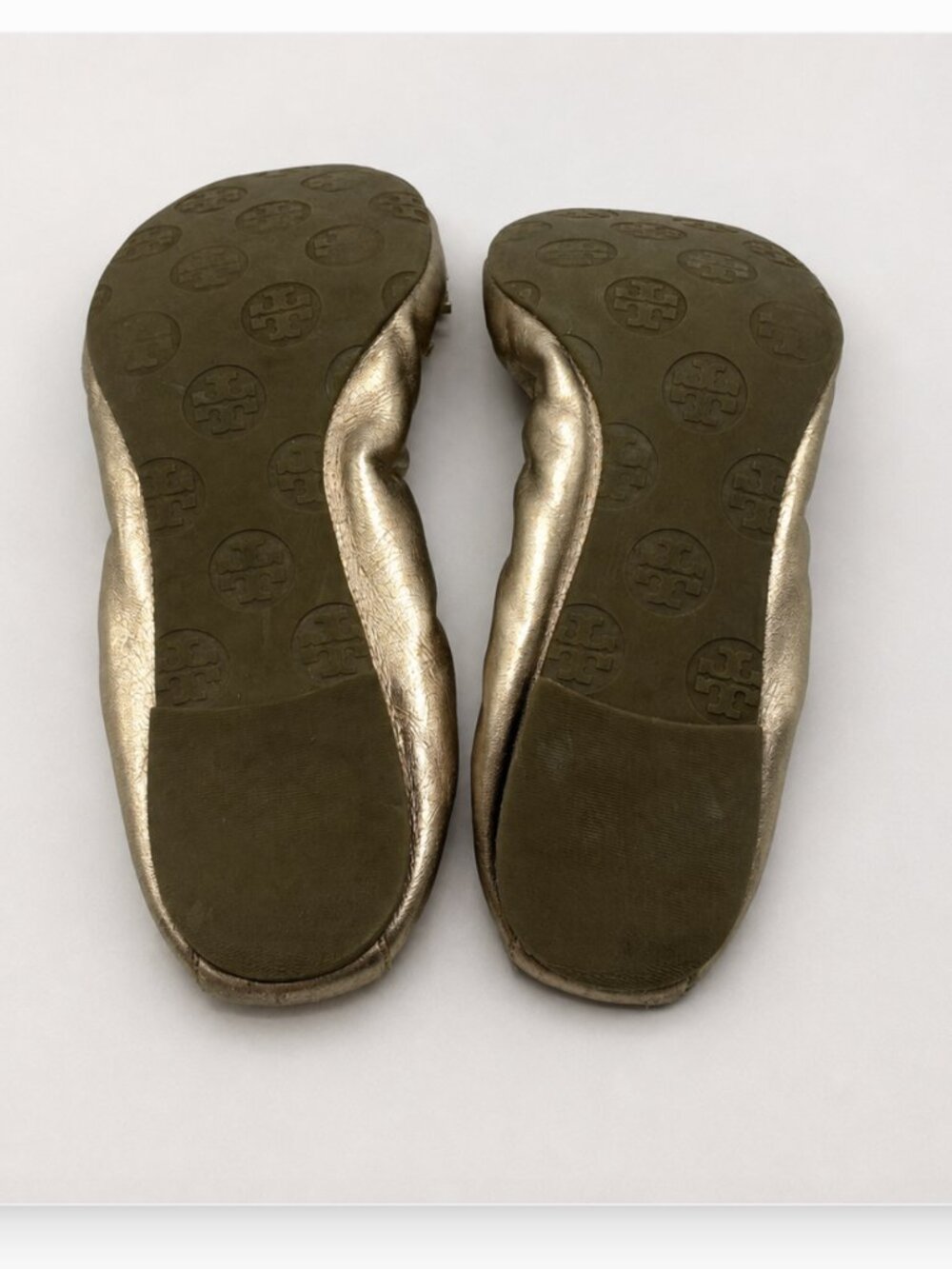 VTG Tory Burch Minnie Tassel Ballet Flats Metallic Gold Leather Sz 8 Flawed - Picture 7 of 7